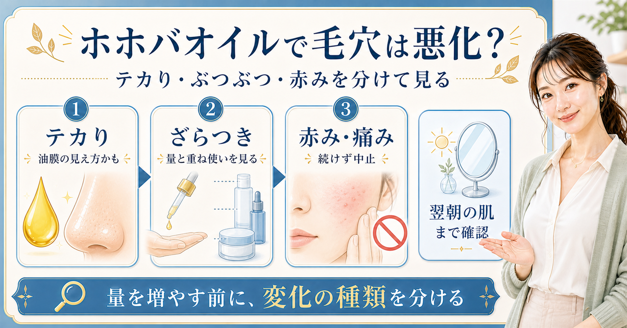 ホホバオイル 毛穴 悪化はどう考える？毛穴・皮脂・肌質の視点で整理????????