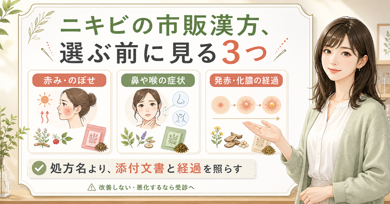 ニキビ向け市販漢方を症状と相談境界で選ぶ図