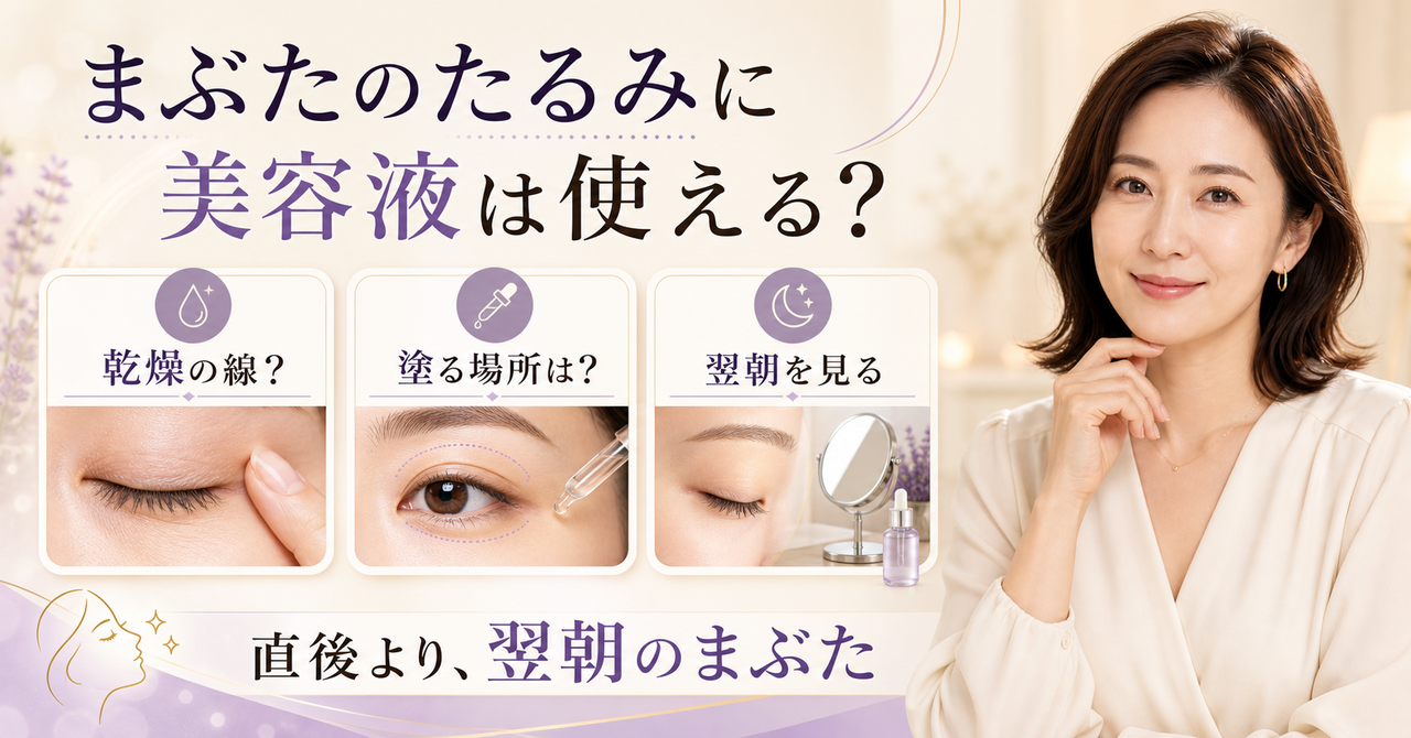 まぶたのたるみと美容液の選び方を乾燥と刺激で分ける図