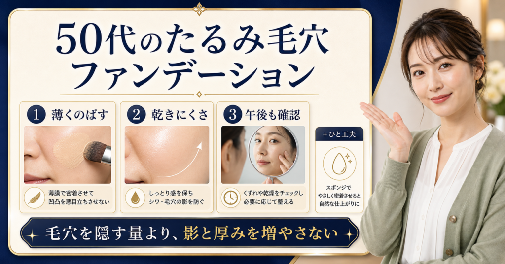 たるみ毛穴 ファンデーション 50代はどう考える？毛穴・皮脂・肌質の視点で整理????????