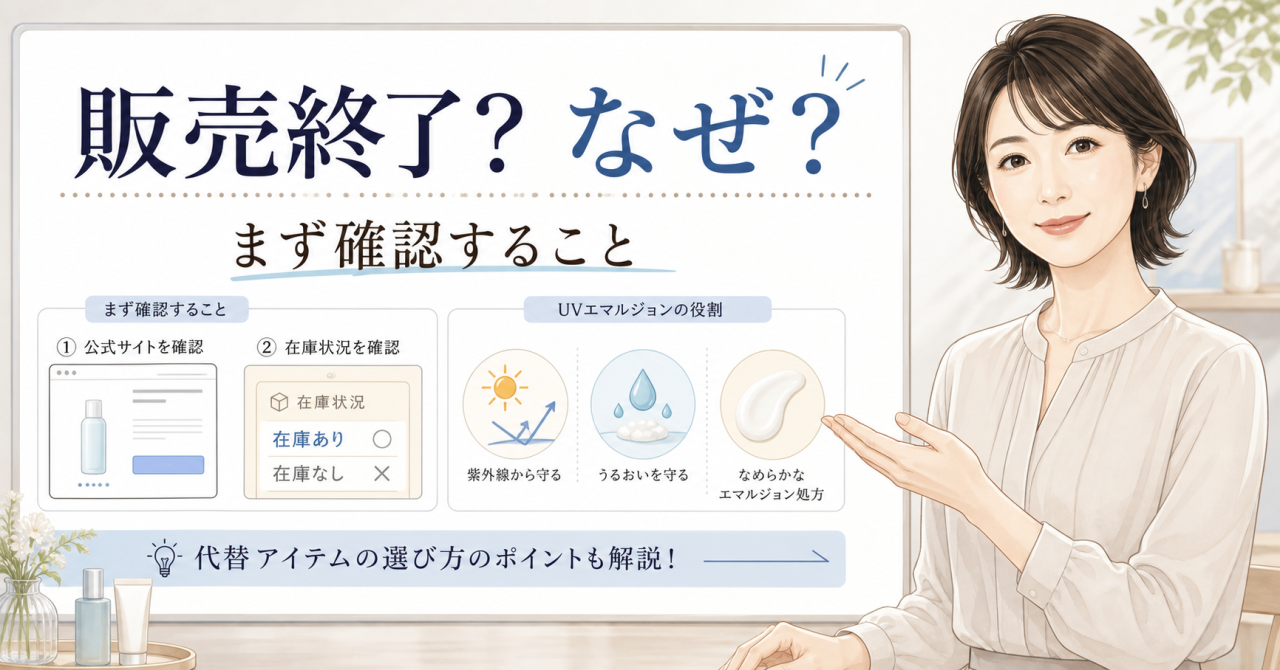 ソフィーナボーテ 高保湿UV乳液の販売終了表示と代替選びを整理するアイキャッチ