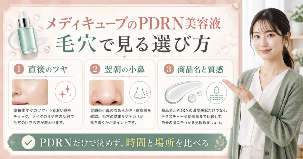 メディキューブのPDRN美容液を毛穴の見え方で選ぶアイキャッチ