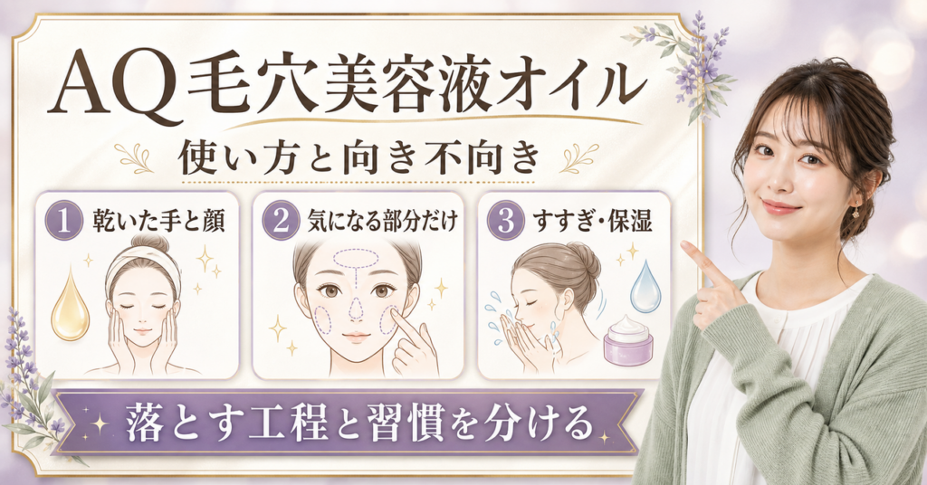 AQ毛穴美容液オイルの使い方と向き不向きを整理したアイキャッチ