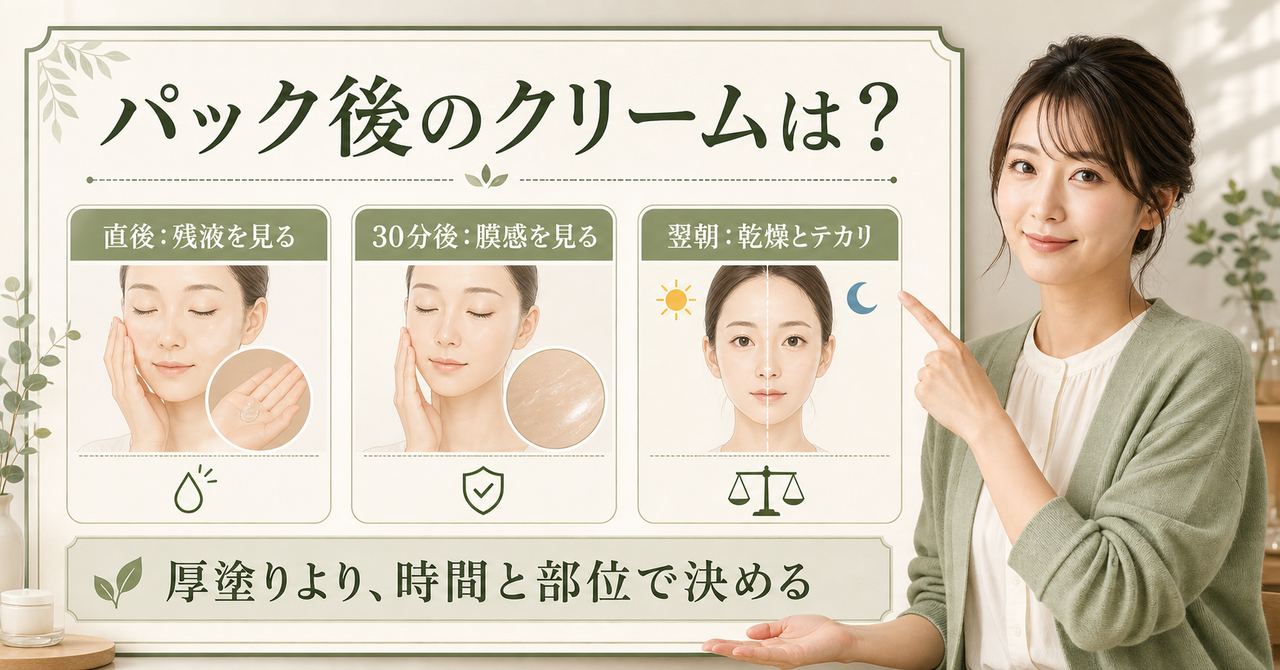パック後のクリームを時間と部位で判断するアイキャッチ