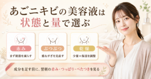あごニキビに美容液を使う判断を示すアイキャッチ