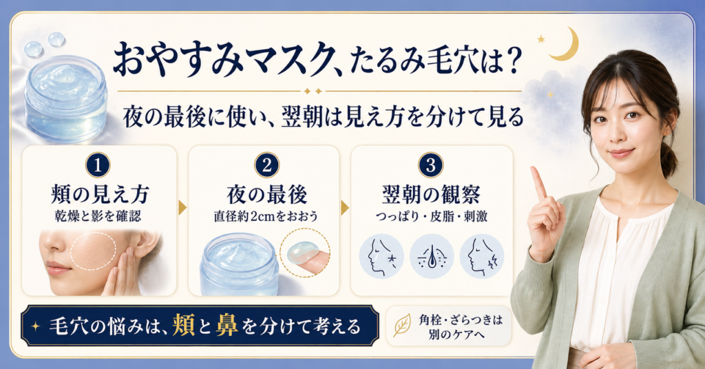 エリクシールのおやすみマスクをたるみ毛穴が気になる夜に使う順番と翌朝の見方を考えた美容ボード