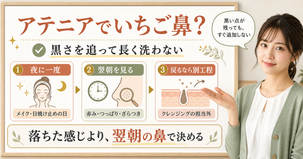 アテニアクレンジングをいちご鼻に使うときの見分け方