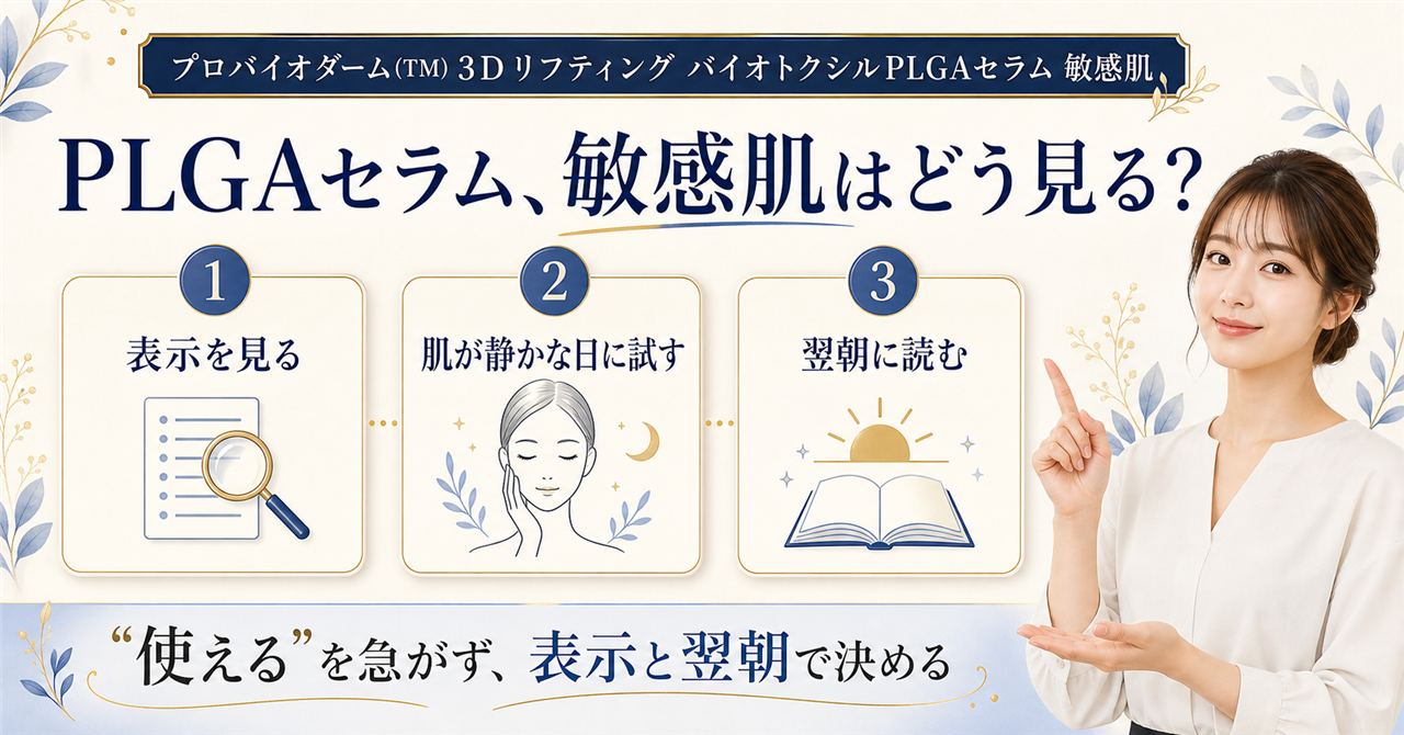 プロバイオダームPLGAセラムを敏感肌で使う前に表示と肌状態を確認するイメージ