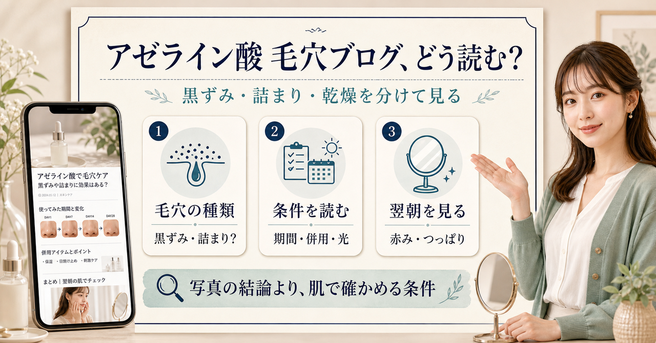 アゼライン酸と毛穴の体験談を条件別に読むイメージ