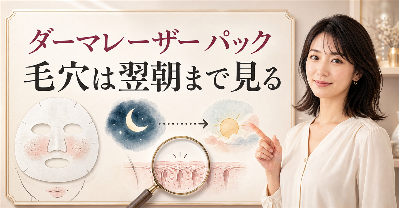 毛穴向けパックを使う前に表示と翌朝の肌を確認するイメージ