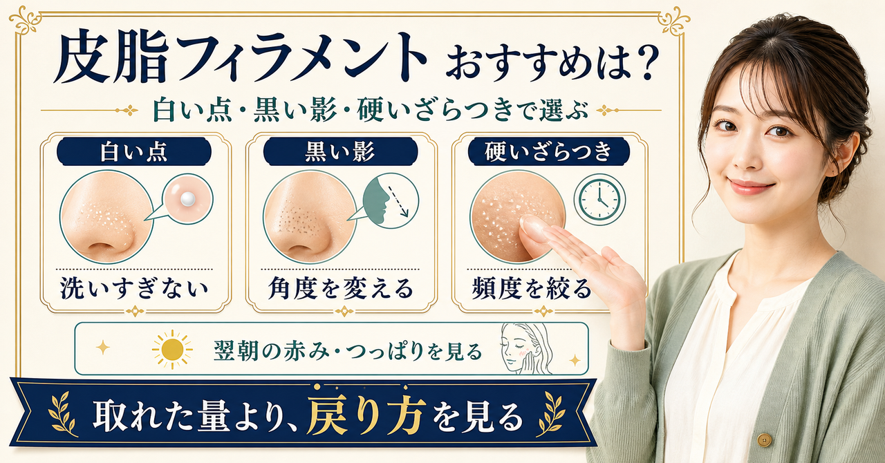 皮脂フィラメントを押し出さずに見るケアの順番