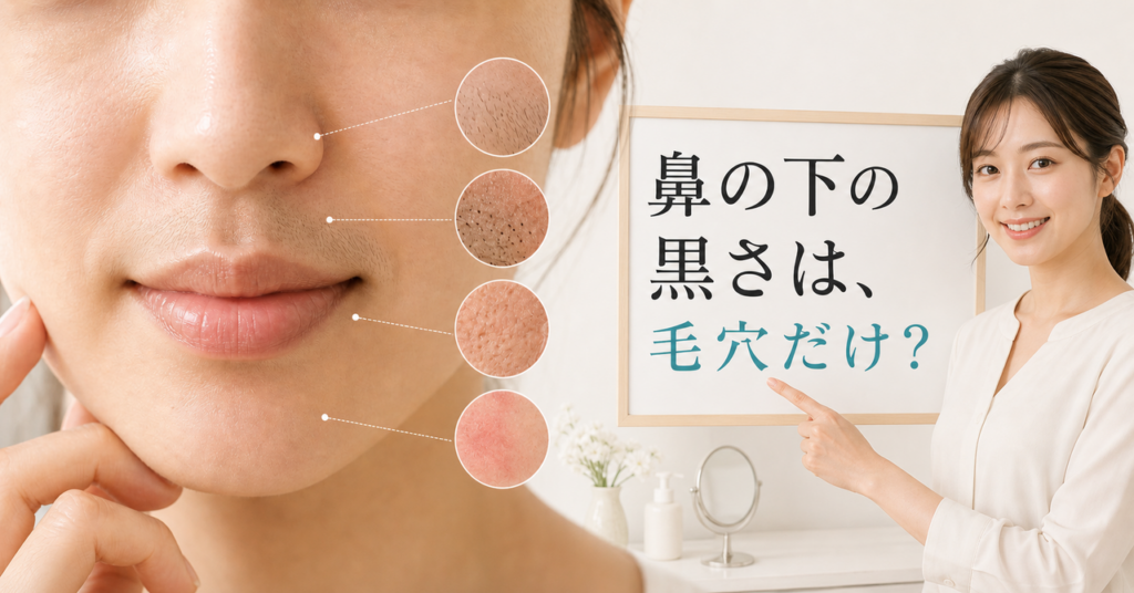 女性の鼻の下の毛・影・毛穴詰まりを見分ける美容ボード