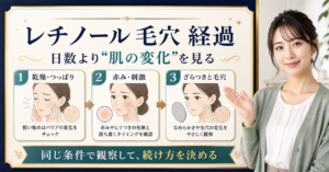 レチノール使用後の毛穴経過を乾燥・赤み・ざらつきで観察する図解