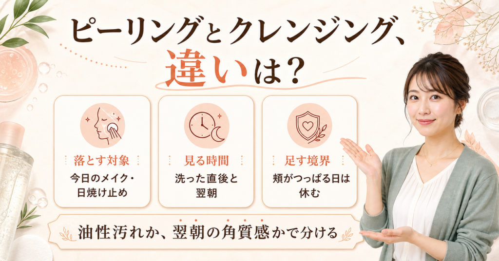 ピーリングとクレンジングの違いを落とす対象と時間で分ける美容ボード