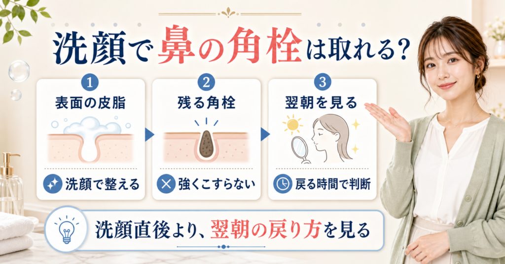 鼻の角栓を洗顔と翌朝の反応で見るアイキャッチ