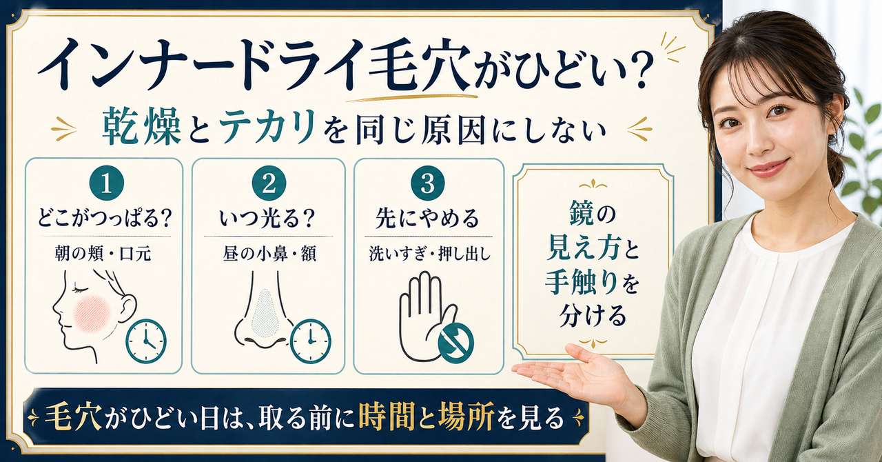 インナードライで毛穴がひどく見えるときの観察ポイント