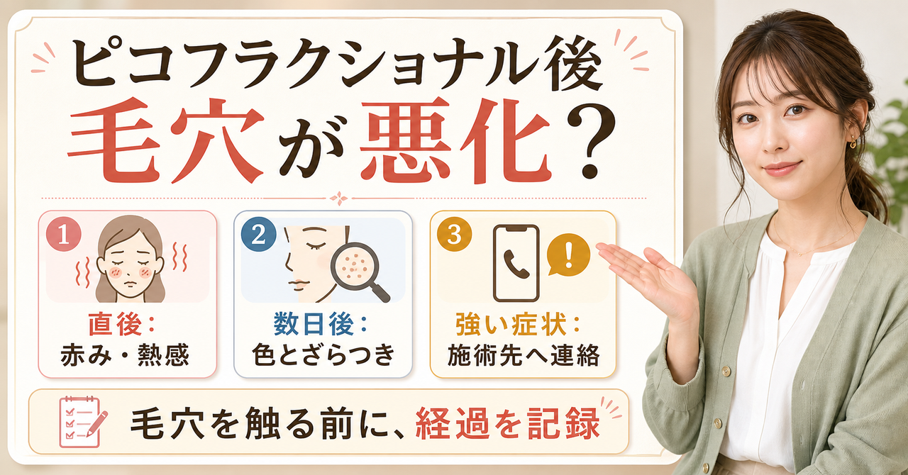 ピコフラクショナル後の赤み・乾燥・凹凸の見分け方