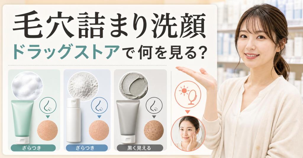 毛穴詰まり向け洗顔をドラッグストアで選ぶ3つの視点