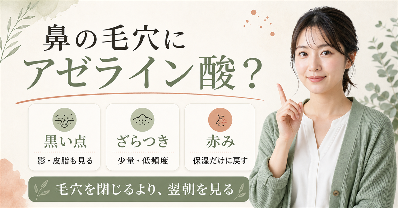 黒い点・ざらつき・赤みから鼻の毛穴とアゼライン酸を考える図