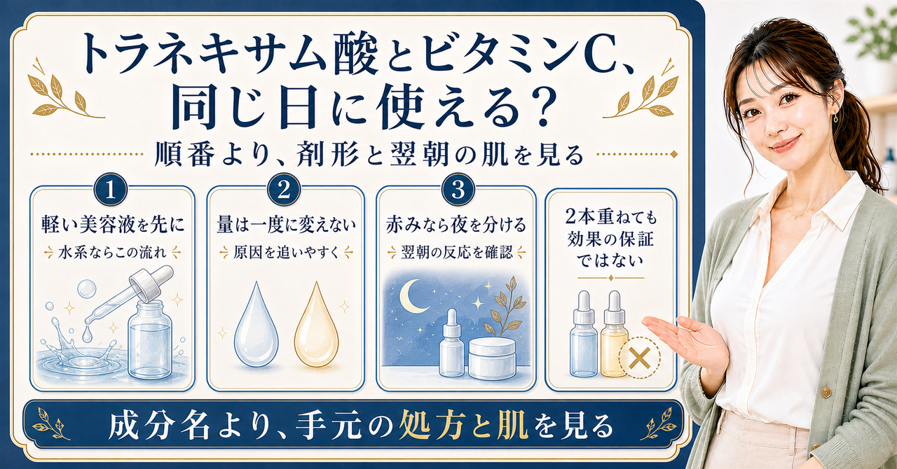 トラネキサム酸とビタミンC美容液を肌状態と順番から考える