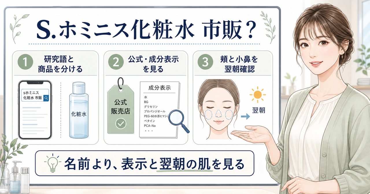 sホミニスの研究語と市販化粧水を肌状態で分けて見る図