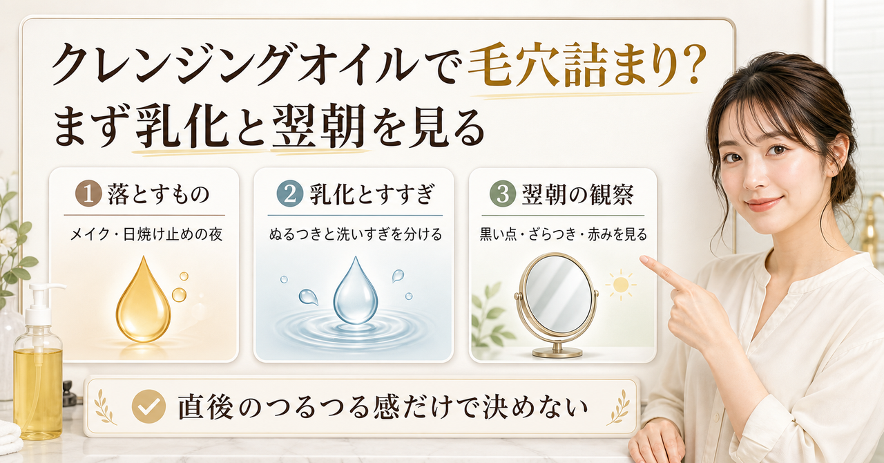 クレンジングオイルと毛穴詰まりを落とし方で分けて見る図