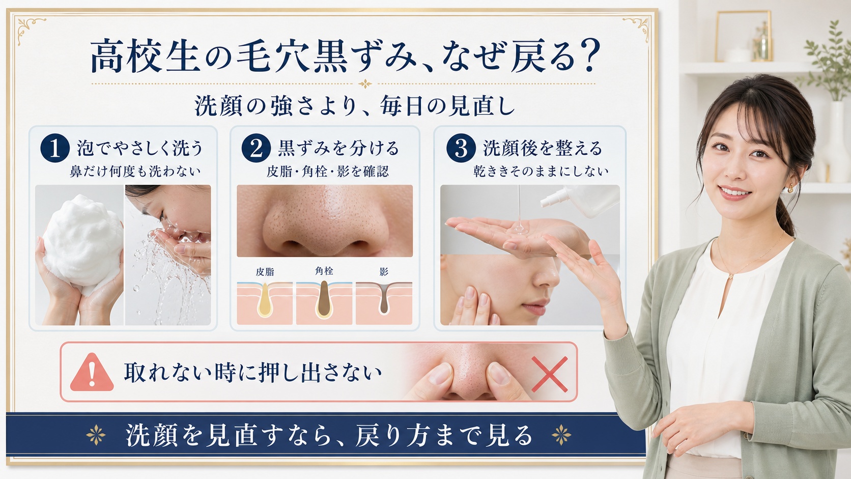 高校生の毛穴黒ずみが戻る理由｜女子高生の洗顔見直し｜Chocobra