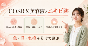 赤み・凹凸・刺激反応を分けてCOSRX美容液を判断するアイキャッチ