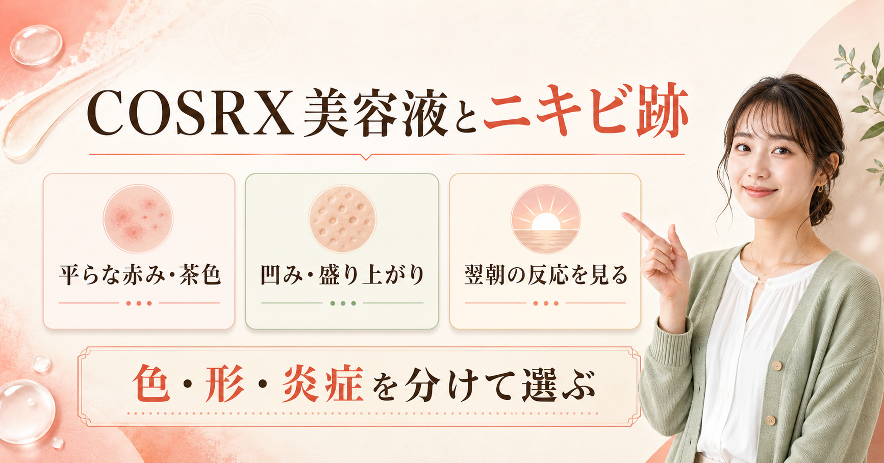 赤み・凹凸・刺激反応を分けてCOSRX美容液を判断するアイキャッチ
