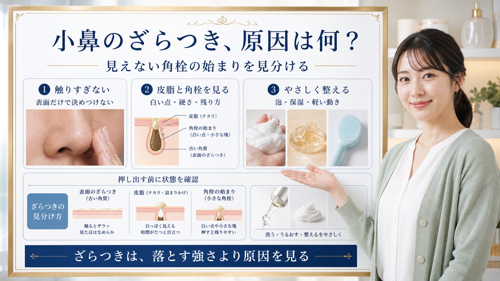 小鼻のざらつきの原因と対処法──実は“見えない角栓”が始まりだった｜Chocobra