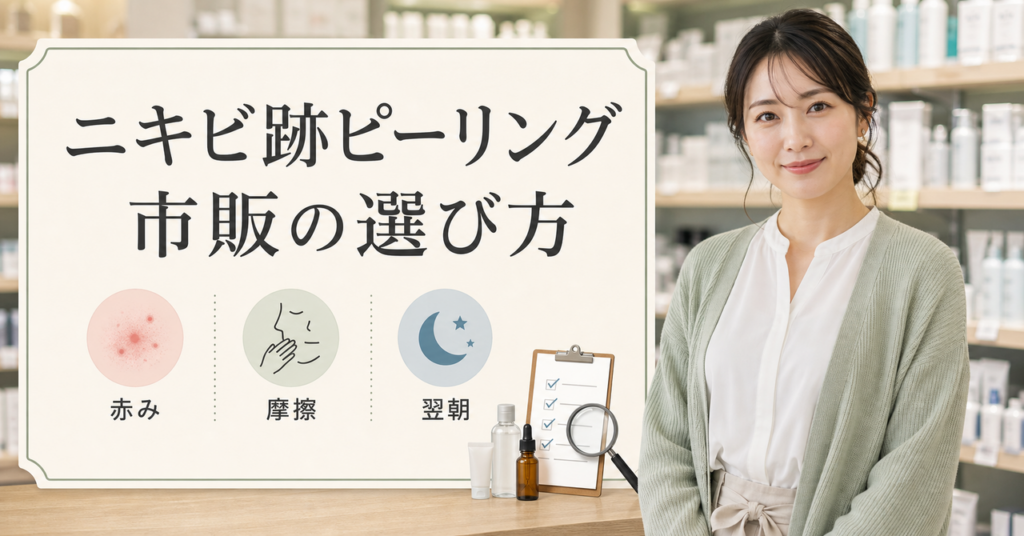 ニキビ跡に市販ピーリングを選ぶときの赤み・摩擦・翌朝の確認ポイント