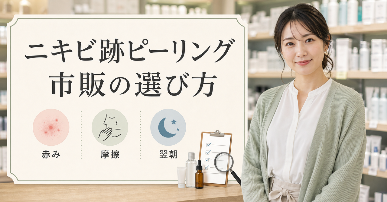 ニキビ跡に市販ピーリングを選ぶときの赤み・摩擦・翌朝の確認ポイント