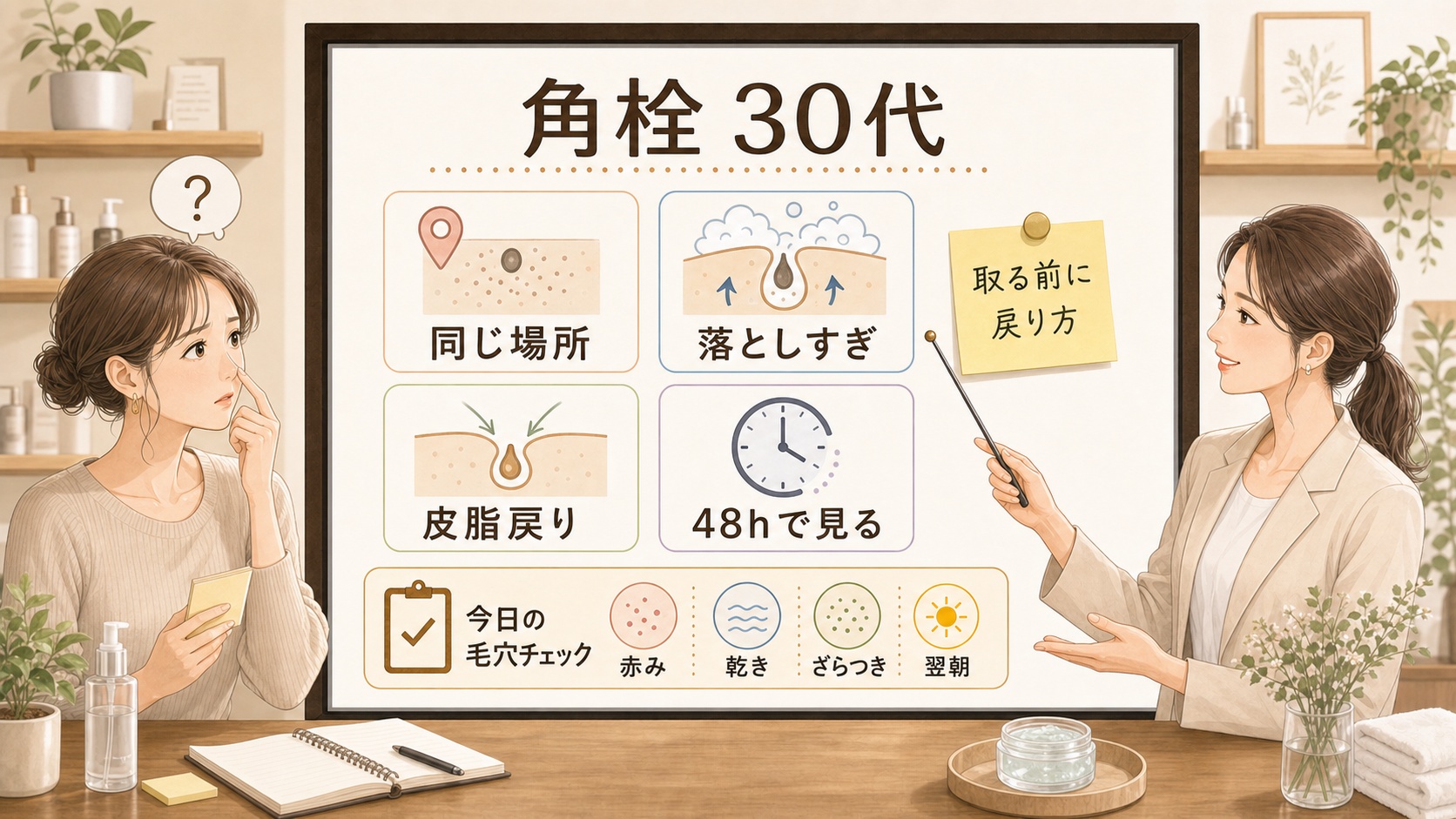 角栓は30代でなぜ戻る?落とす前に見る毛穴の流れ|Chocobra