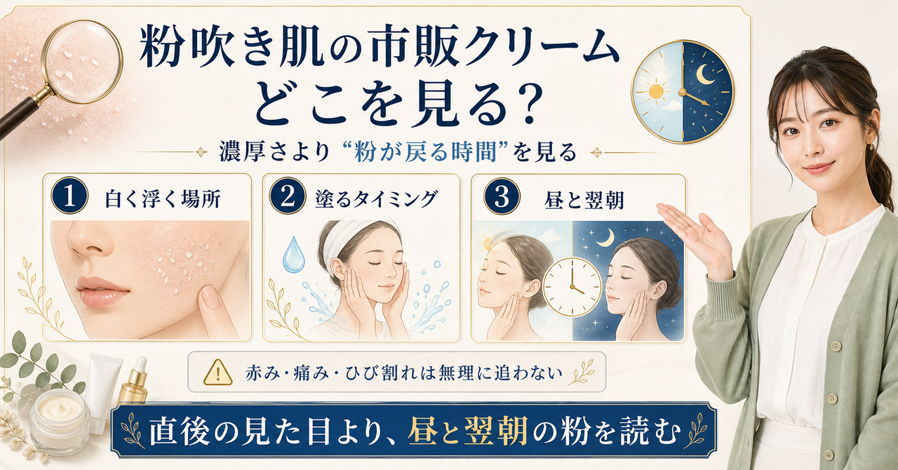 粉吹き肌に使う市販クリームを粉が戻る時間で選ぶ美容ボード