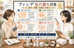 ファンデの毛穴落ち対策｜乾き・皮脂・点残りの見分け方｜Chocobra
