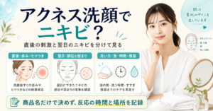 アクネス洗顔でニキビができると感じたときの切り分け方を示すアイキャッチ