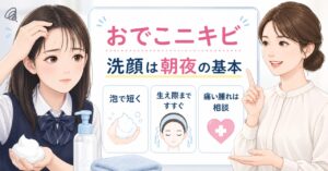中学生のおでこニキビを前髪と洗顔で見直すアイキャッチ
