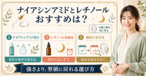 ナイアシアミドとレチノールのおすすめの選び方を示すアイキャッチ