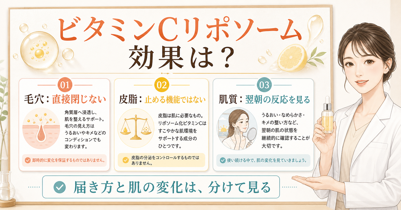 ビタミンCリポソーム効果を毛穴と皮脂の視点で整理する美容ボード