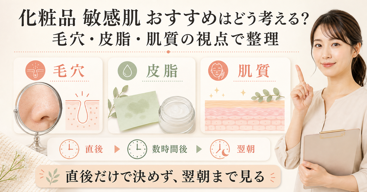 敏感肌向け化粧品を小鼻や頬の反応で選ぶ図解