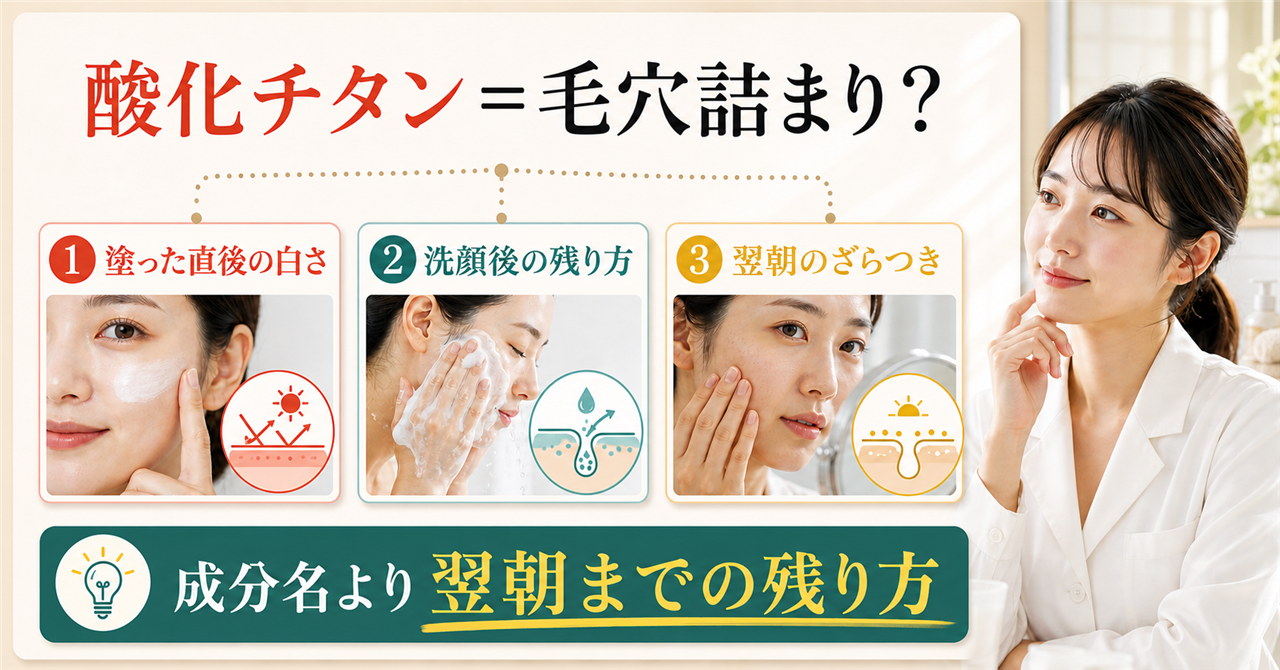 酸化チタンで毛穴が詰まると感じたときの見直し方の図解