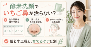 酵素洗顔でいちご鼻が治らないときに黒点・角栓・肌状態を分ける図解