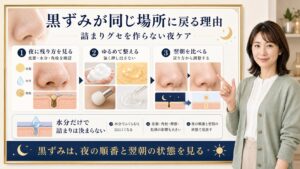 黒ずみが同じ場所に戻る理由｜詰まりグセを作らない夜の毛穴ケア｜Chocobra
