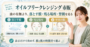 市販のオイルフリークレンジングを落とす膜と肌反応で選ぶ確認点を整理した図解