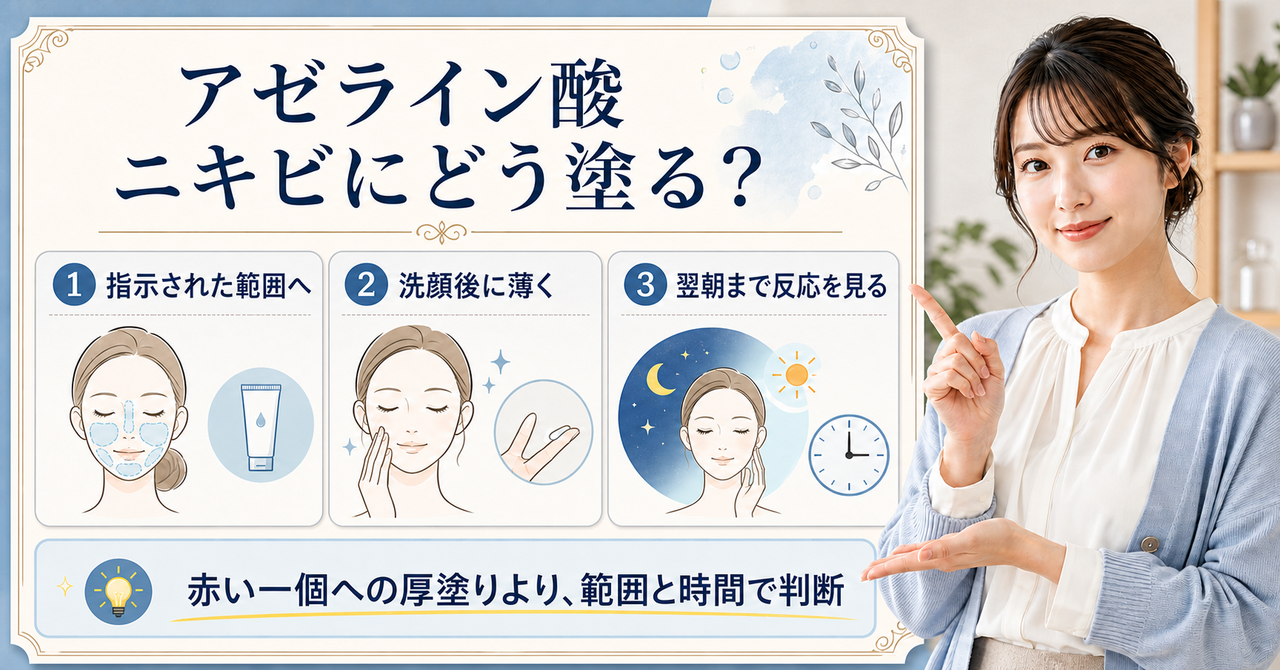 アゼライン酸をニキビに塗る範囲と時間を整理したビューティーボード