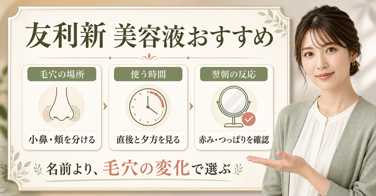 友利新 美容液おすすめを毛穴・皮脂・乾燥の悩み別に選ぶ図解