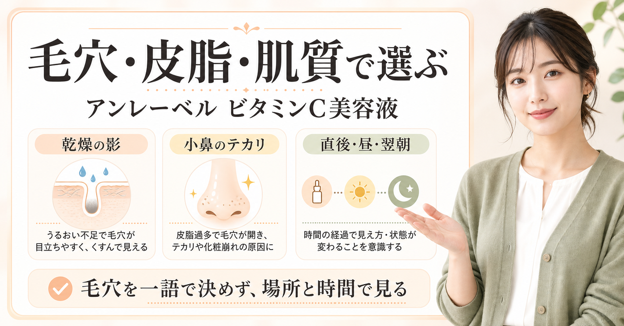 アンレーベルのビタミンC美容液を毛穴・皮脂・肌質で判断する図解