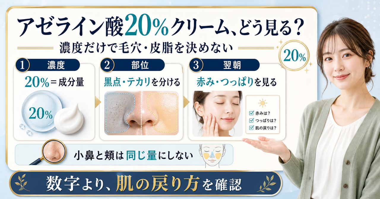 アゼライン酸20 クリームを毛穴と皮脂の観察で整理する図解