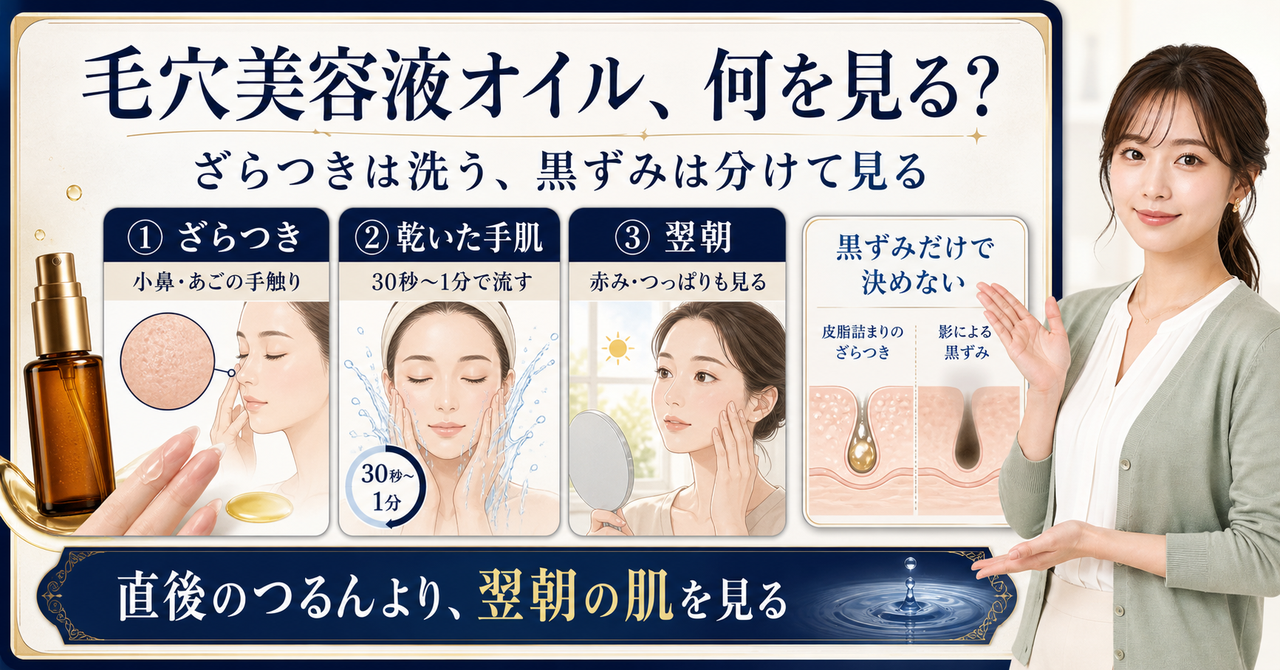 コスメデコルテ毛穴美容液オイルを公式手順と翌朝の観察で整理する図解