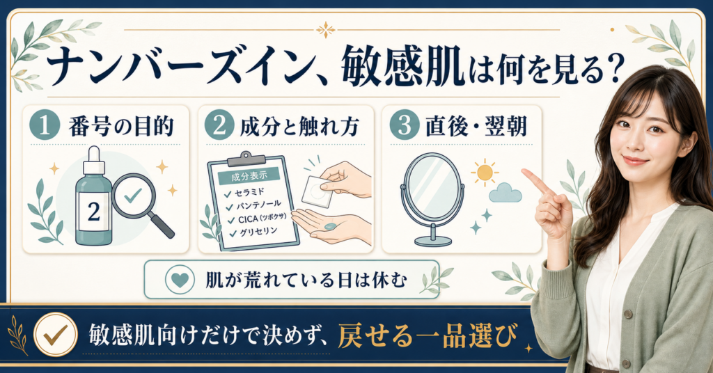 ナンバーズインを番号別の表示と敏感肌の翌朝観察で整理する図解